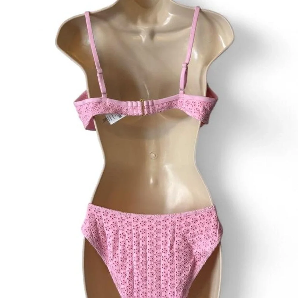 Frankies Bikinis/VS Pink Buttercup Golden Hour Eyelet Bikini Set, Women's Size L
